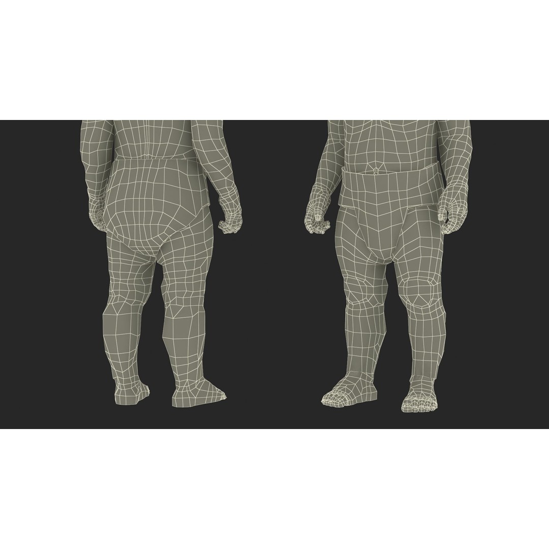 Boy Aged 1 Year in Diaper Standing Pose 3D Model – High Poly Character, PBR Textures - View 24