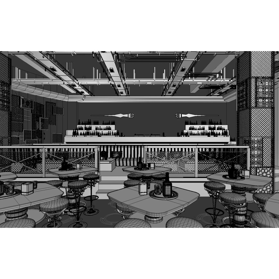 Industrial Bar-Dance Floor 3D Model – Neon Atmosphere, FBX/OBJ
