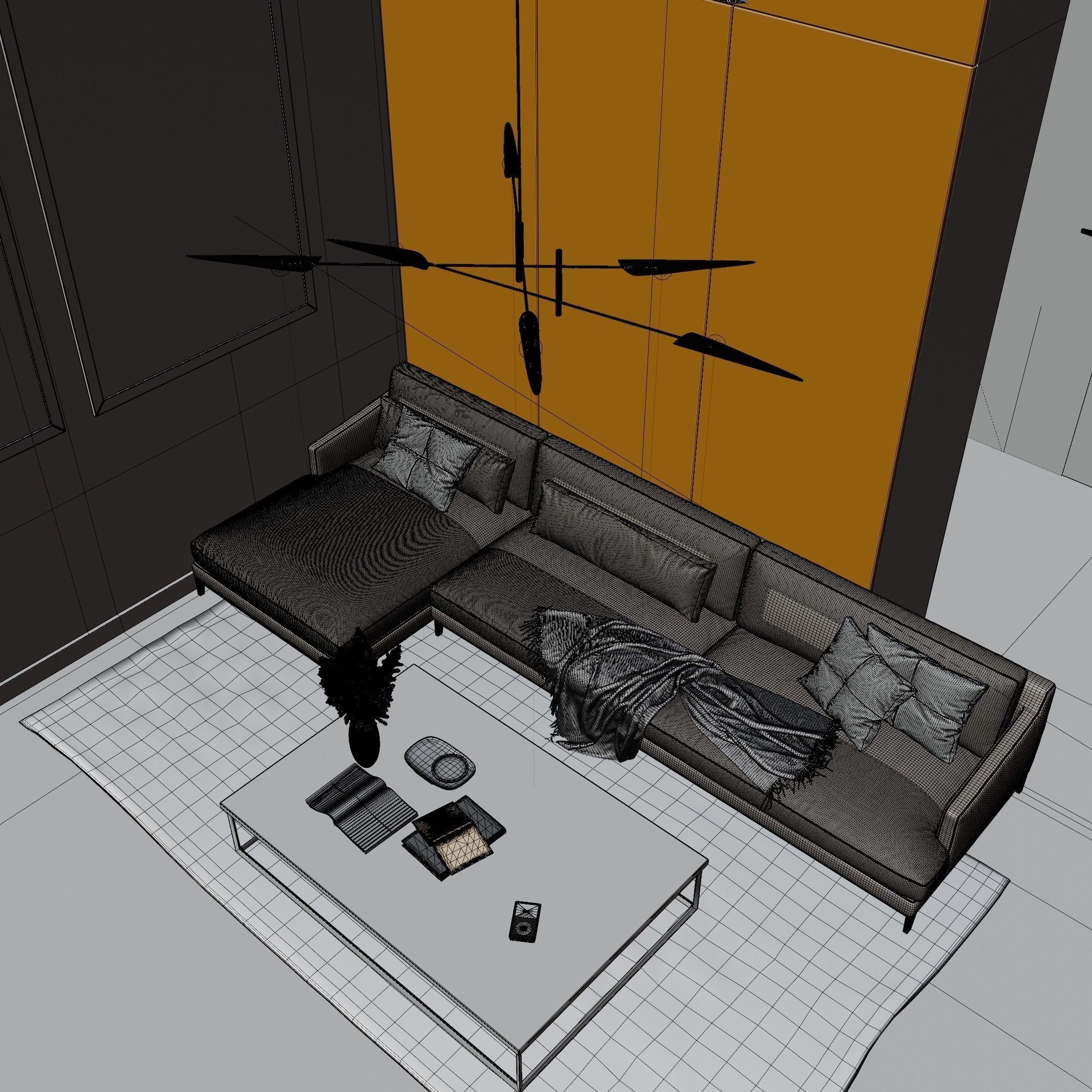 Modern Living Room - Low-Poly Game-Ready 3D Model