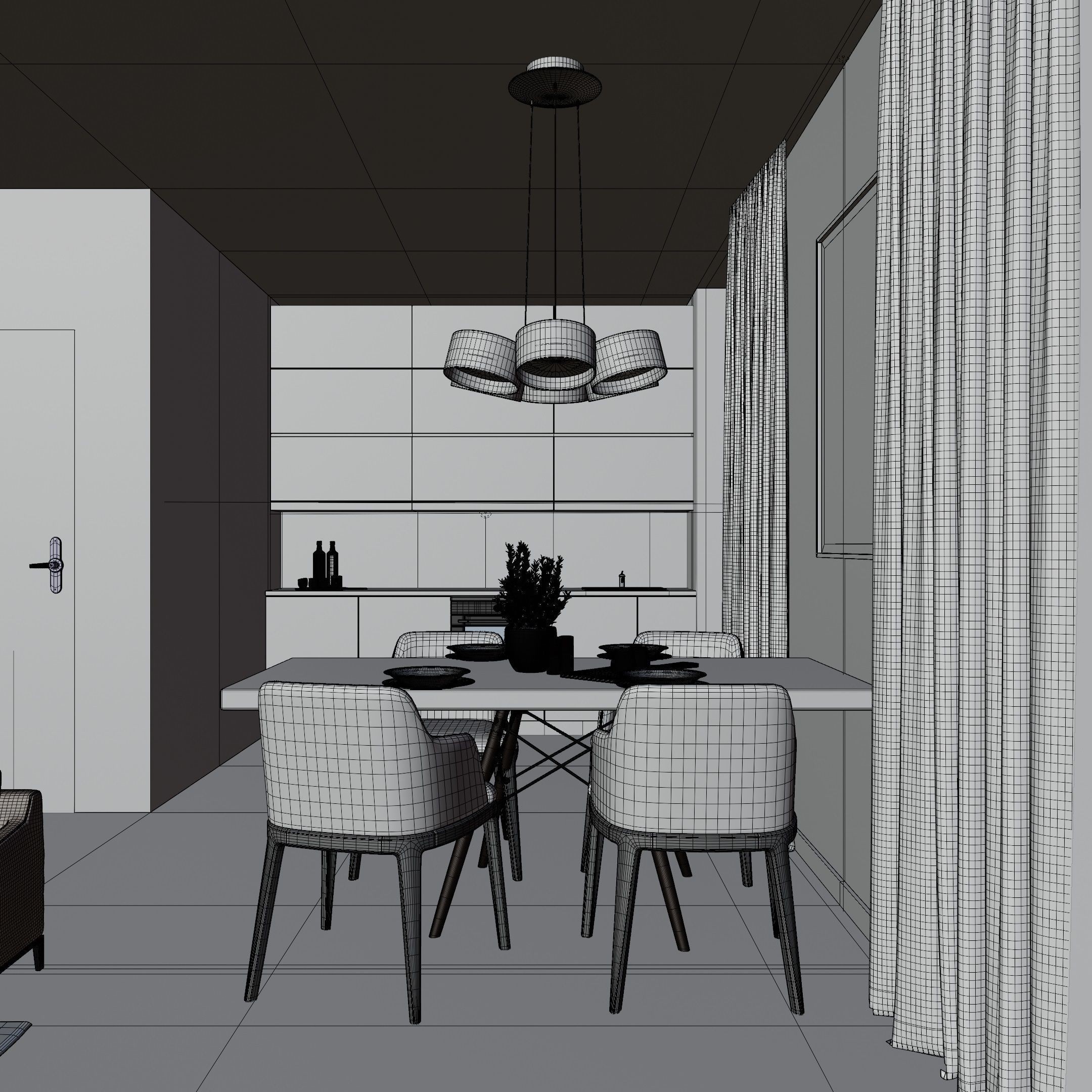Modern Living Room - Low-Poly Game-Ready 3D Model - View 13