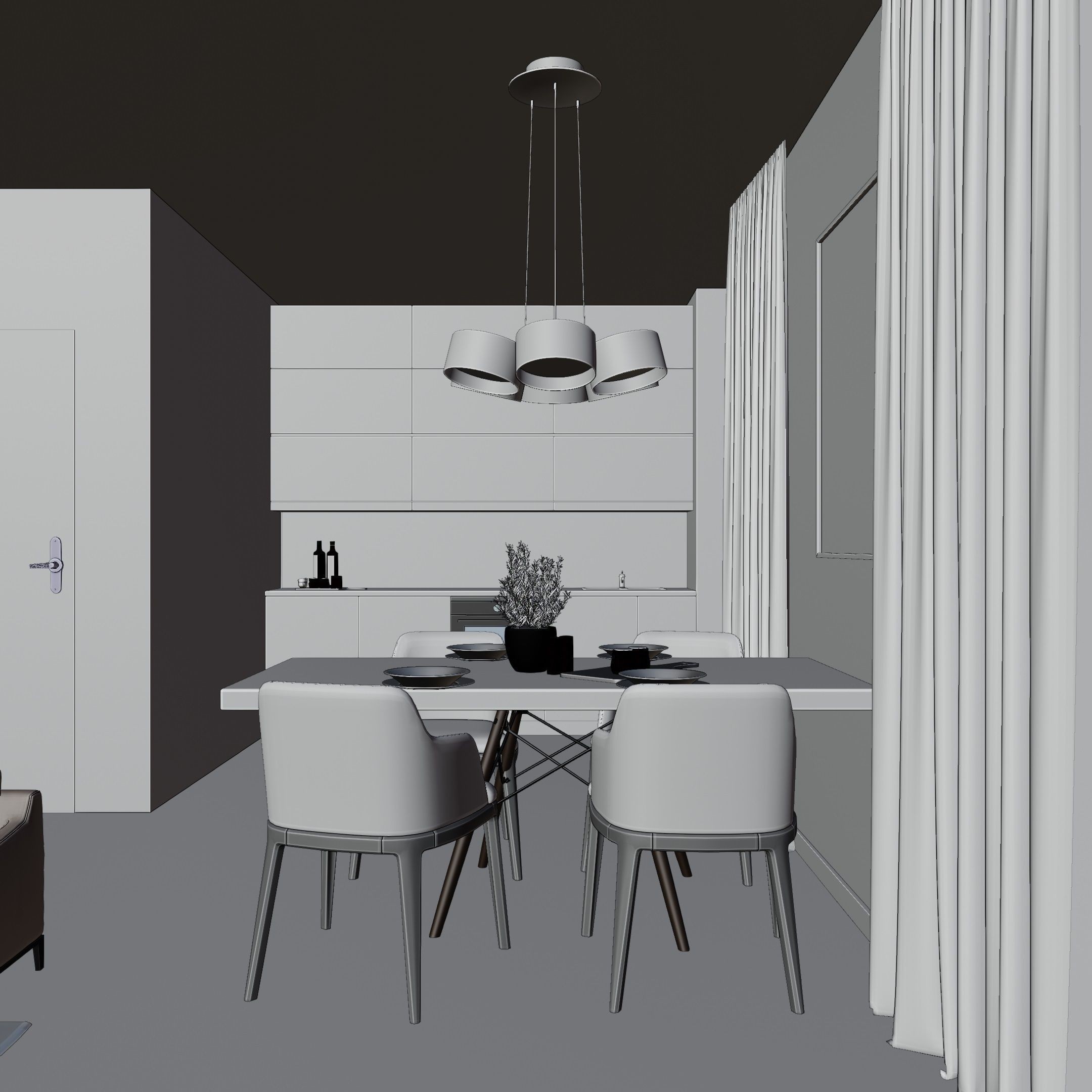 Modern Living Room - Low-Poly Game-Ready 3D Model - View 14