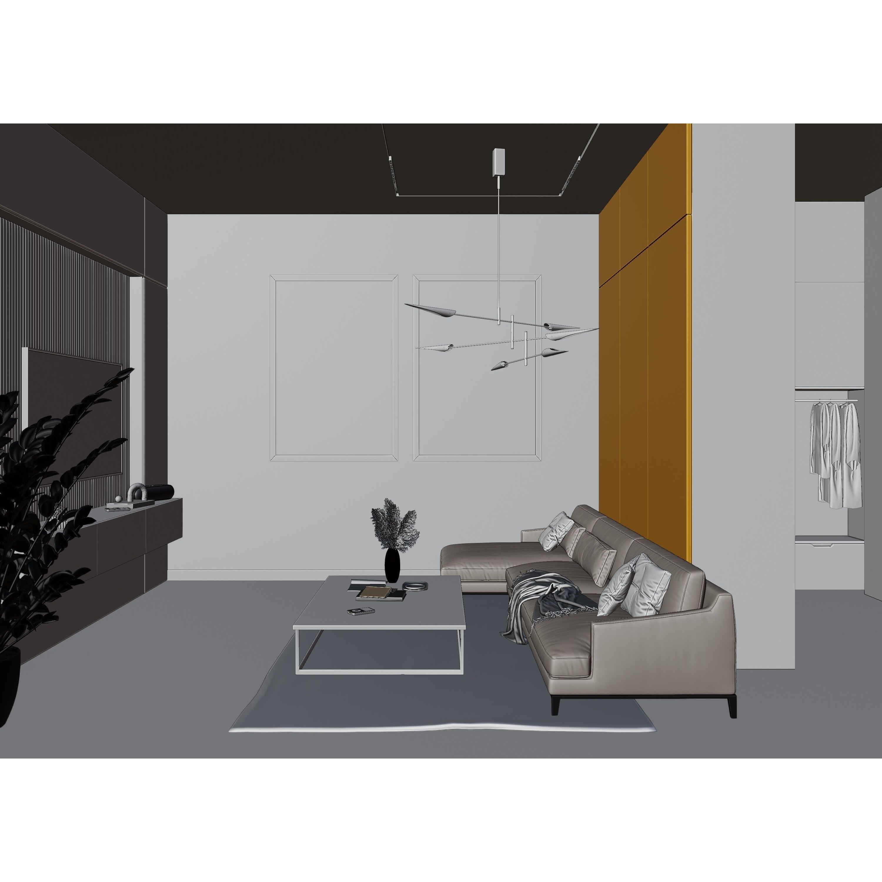 Modern Living Room - Low-Poly Game-Ready 3D Model - View 16