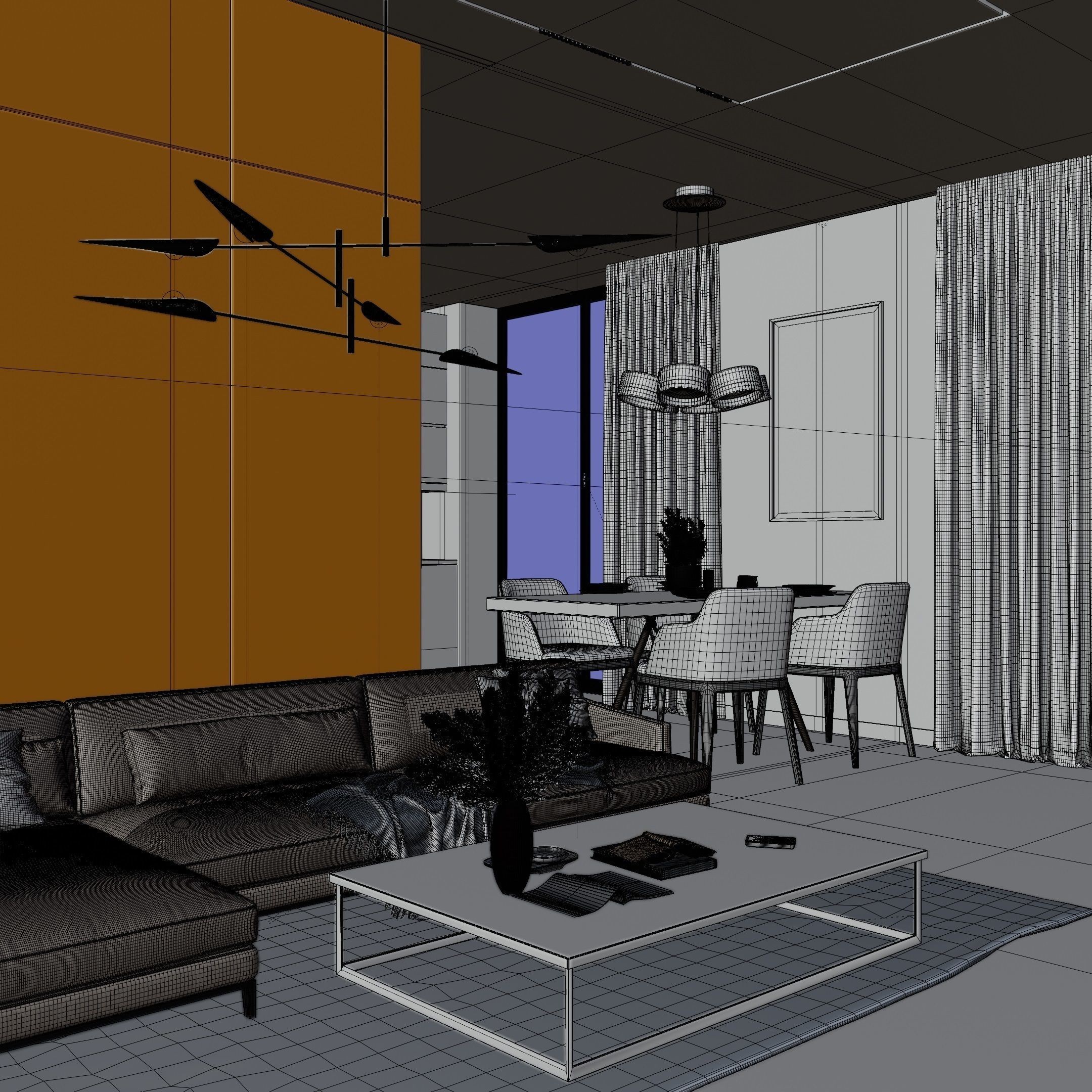 Modern Living Room - Low-Poly Game-Ready 3D Model - View 17