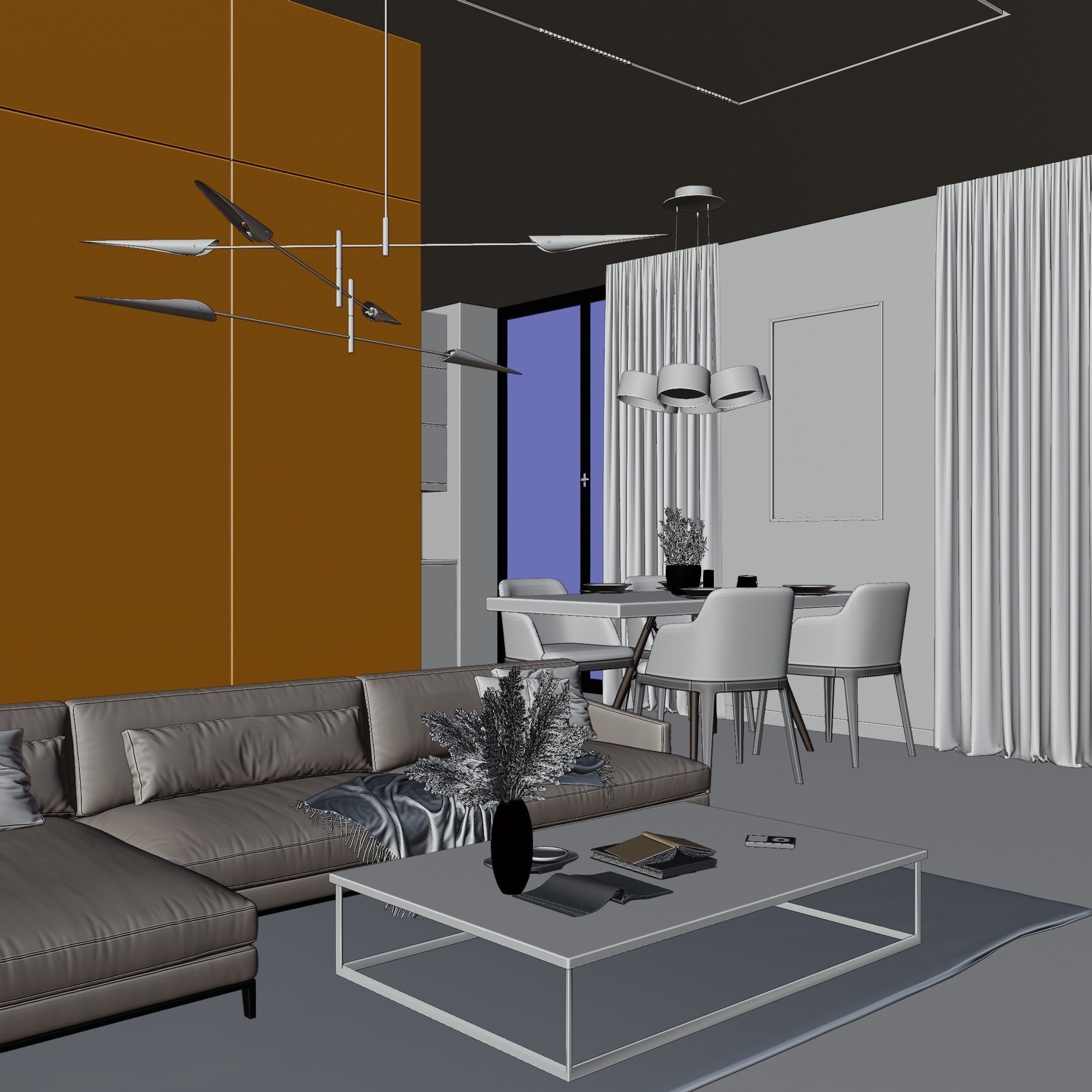 Modern Living Room - Low-Poly Game-Ready 3D Model - View 18