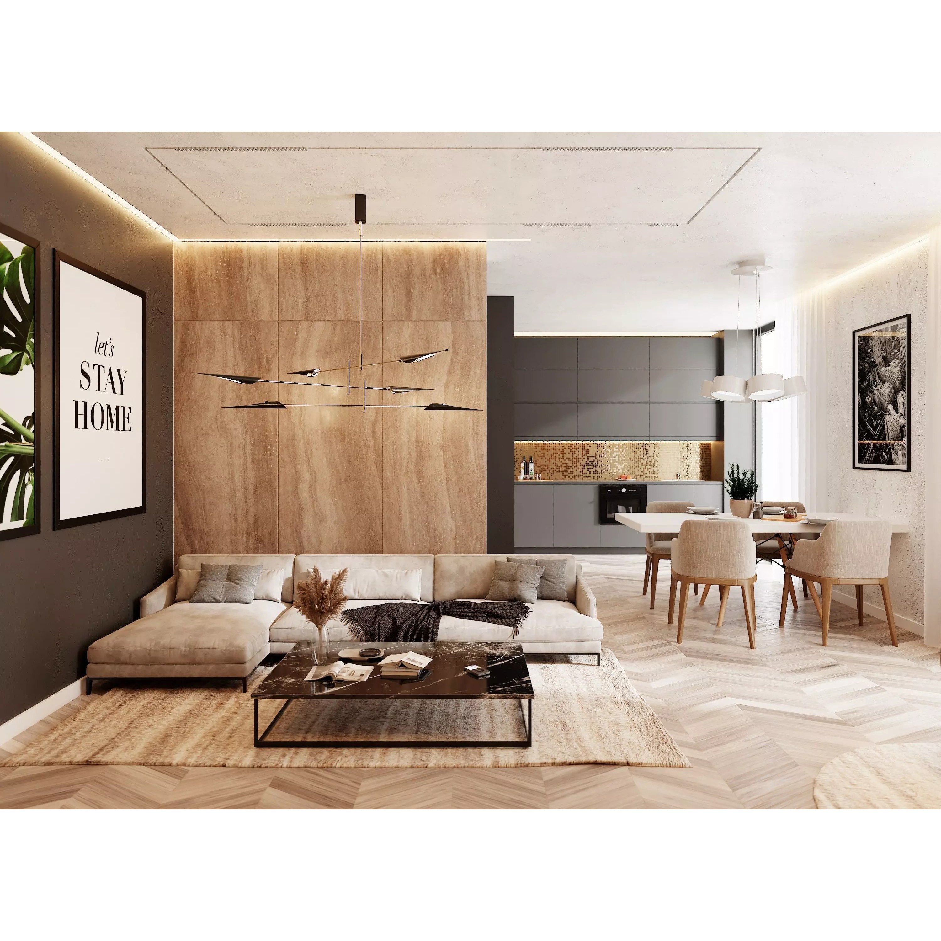 Modern Living Room - Low-Poly Game-Ready 3D Model - View 2