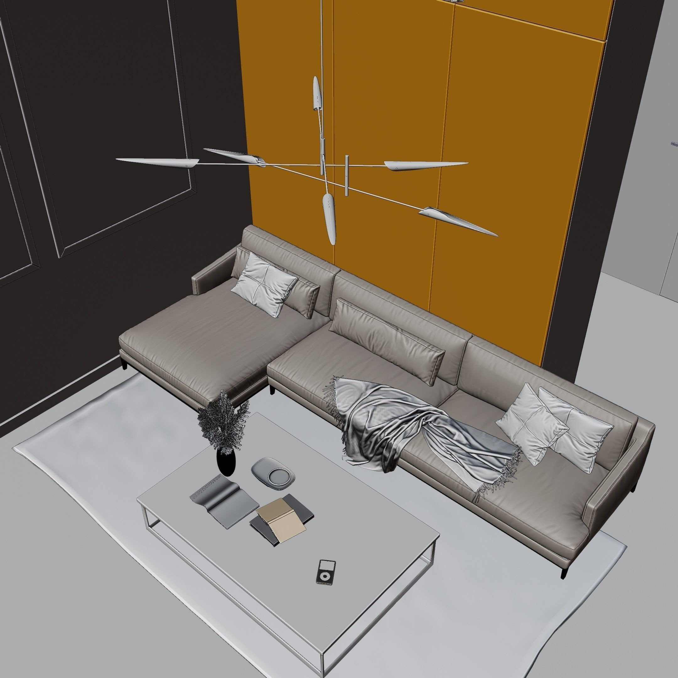 Modern Living Room - Low-Poly Game-Ready 3D Model - View 21