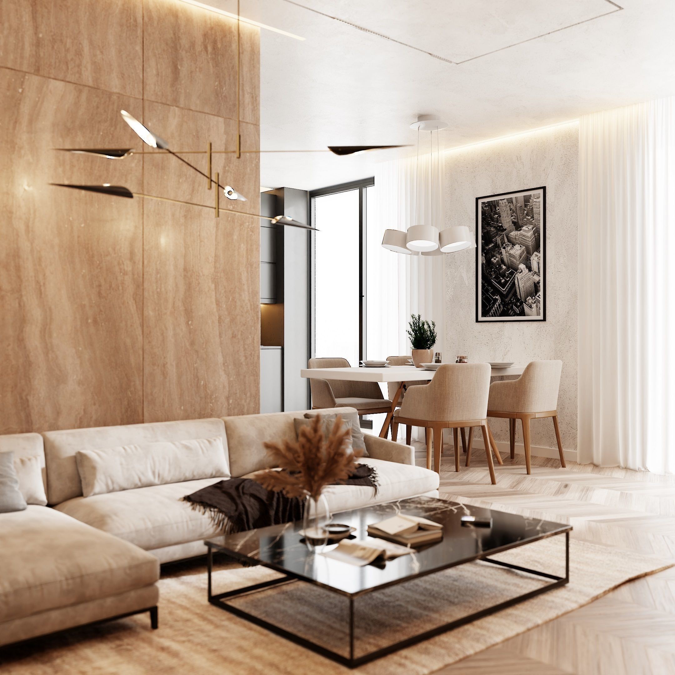 Modern Living Room - Low-Poly Game-Ready 3D Model - View 6
