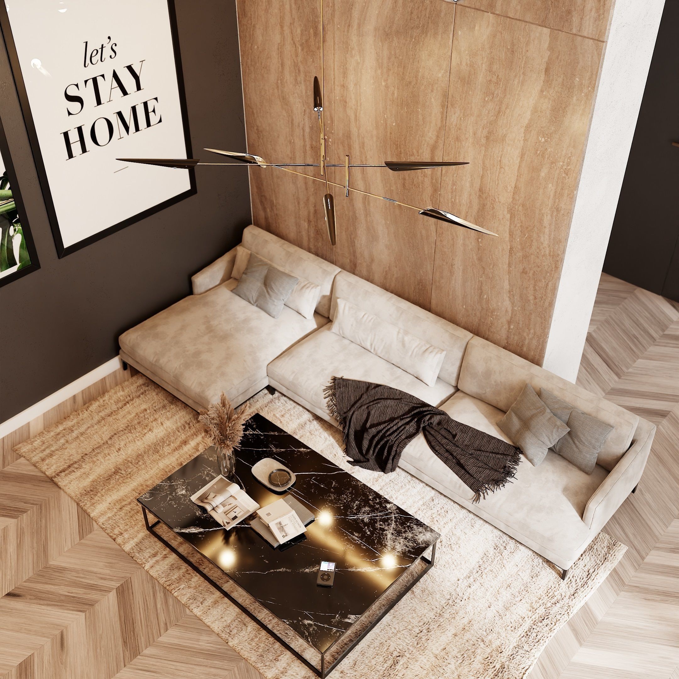 Modern Living Room - Low-Poly Game-Ready 3D Model - View 8