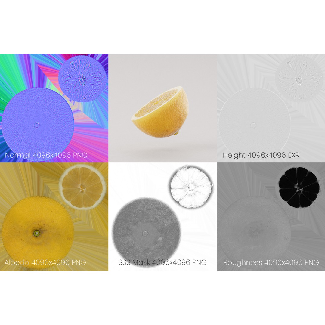 Half Lemon 3D Model – Realistic PBR Asset, FBX, OBJ, C4D