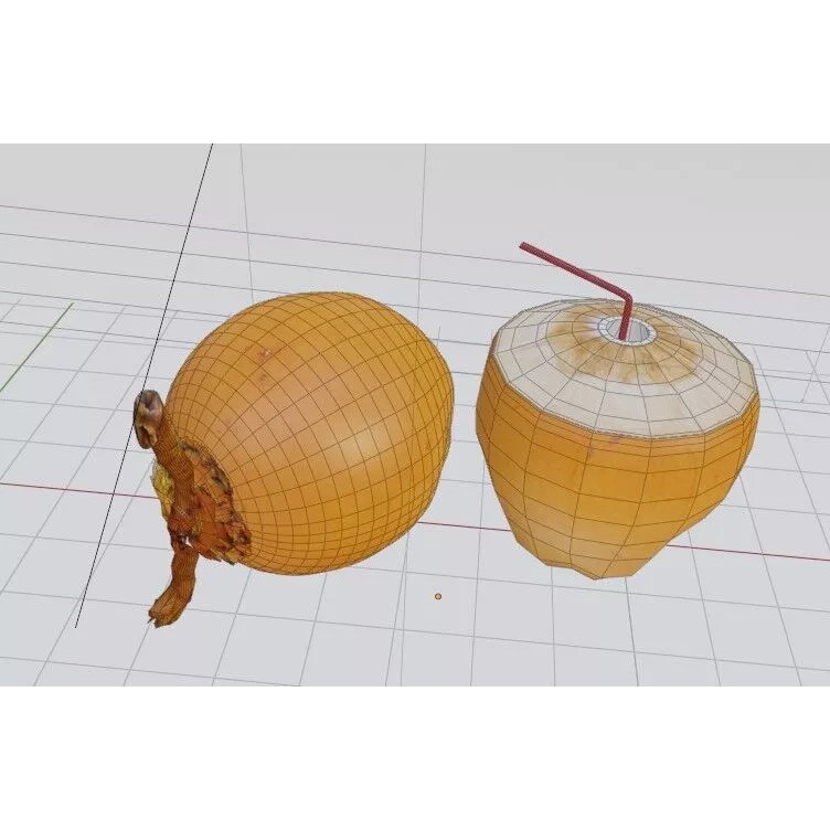 Realistic King Coconut 3D Model – Low Poly PBR Asset for Game Development