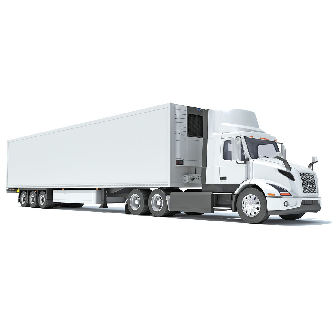 Semi Truck 3D Model – High Detail Refrigerated Trailer, FBX & OBJ - View 11