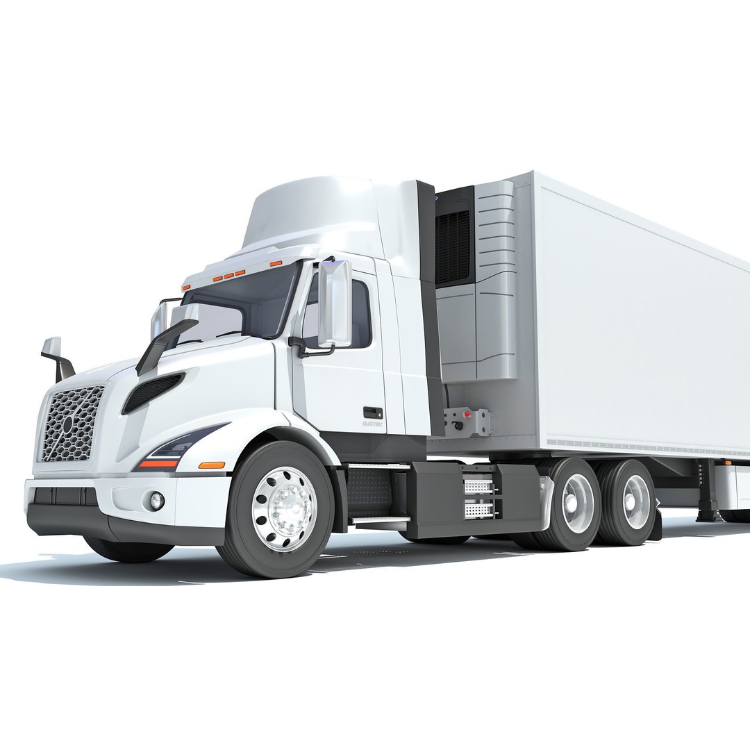 Semi Truck 3D Model – High Detail Refrigerated Trailer, FBX & OBJ - View 14