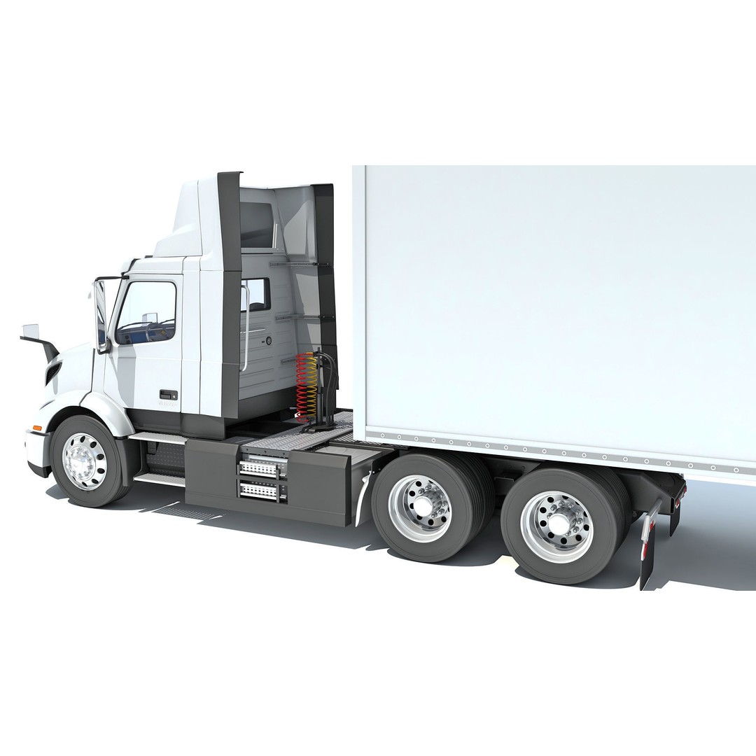 Semi Truck 3D Model – High Detail Refrigerated Trailer, FBX & OBJ - View 15
