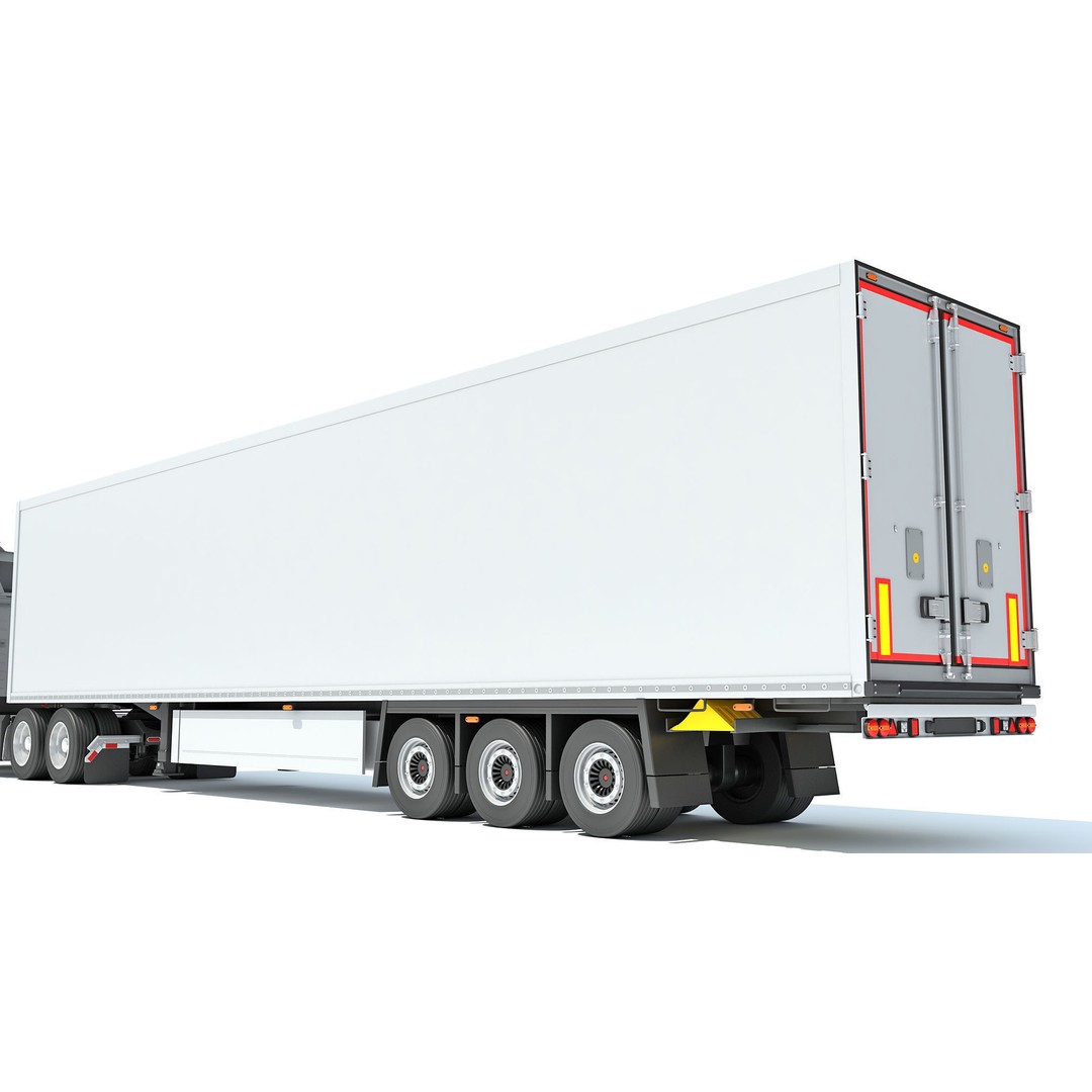 Semi Truck 3D Model – High Detail Refrigerated Trailer, FBX & OBJ - View 17