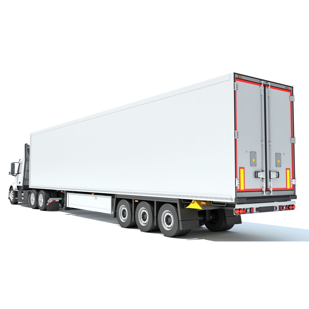 Semi Truck 3D Model – High Detail Refrigerated Trailer, FBX & OBJ - View 5