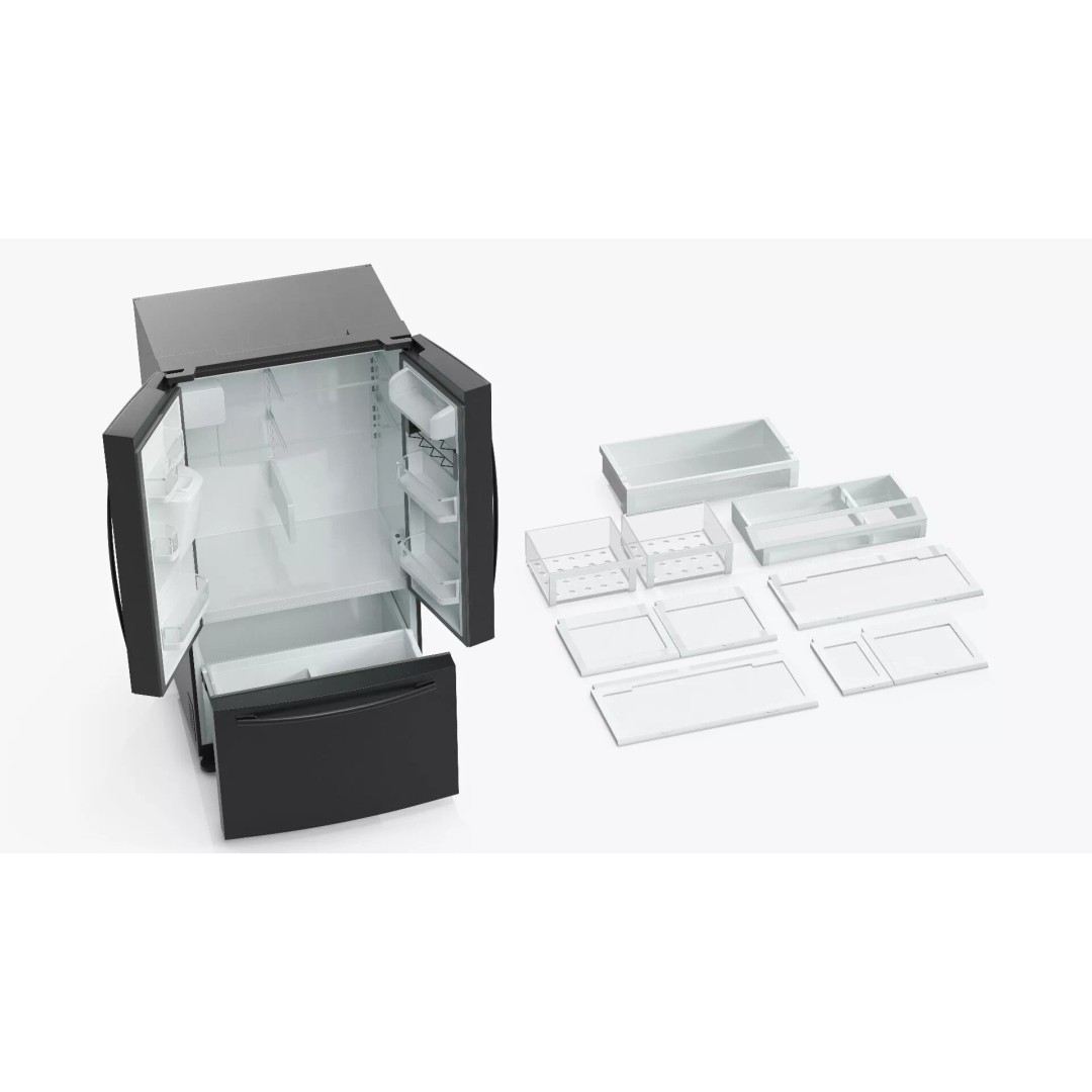 Samsung Family Refrigerator 3D Model – Black French Door Appliance with Water Filter - View 13
