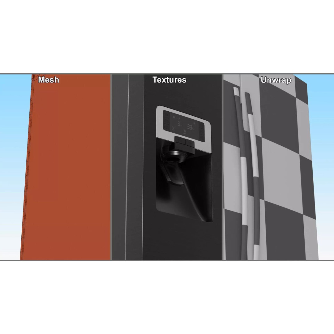 Samsung Family Refrigerator 3D Model – Black French Door Appliance with Water Filter - View 14