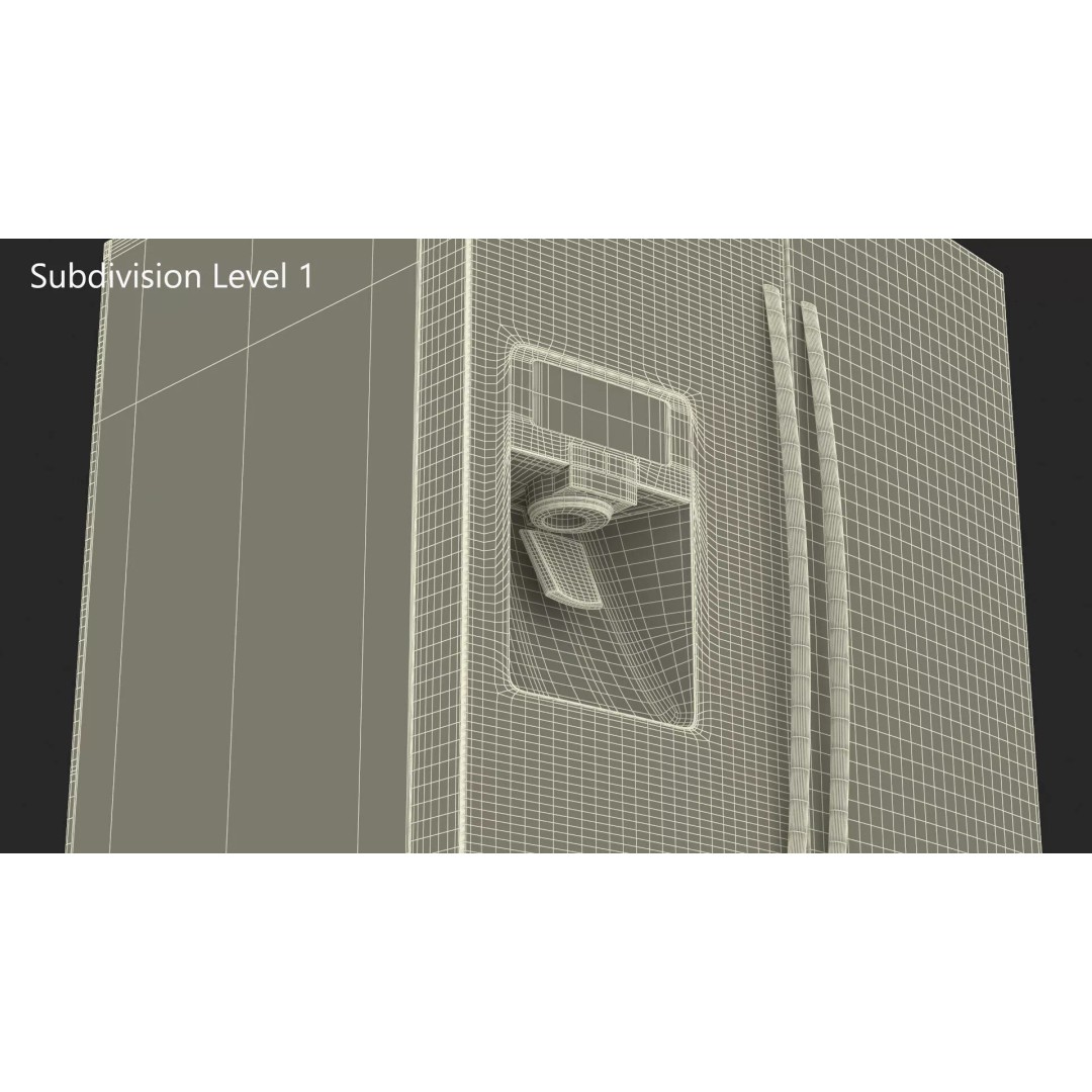 Samsung Family Refrigerator 3D Model – Black French Door Appliance with Water Filter - View 16