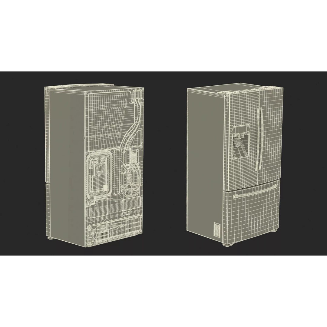 Samsung Family Refrigerator 3D Model – Black French Door Appliance with Water Filter - View 20