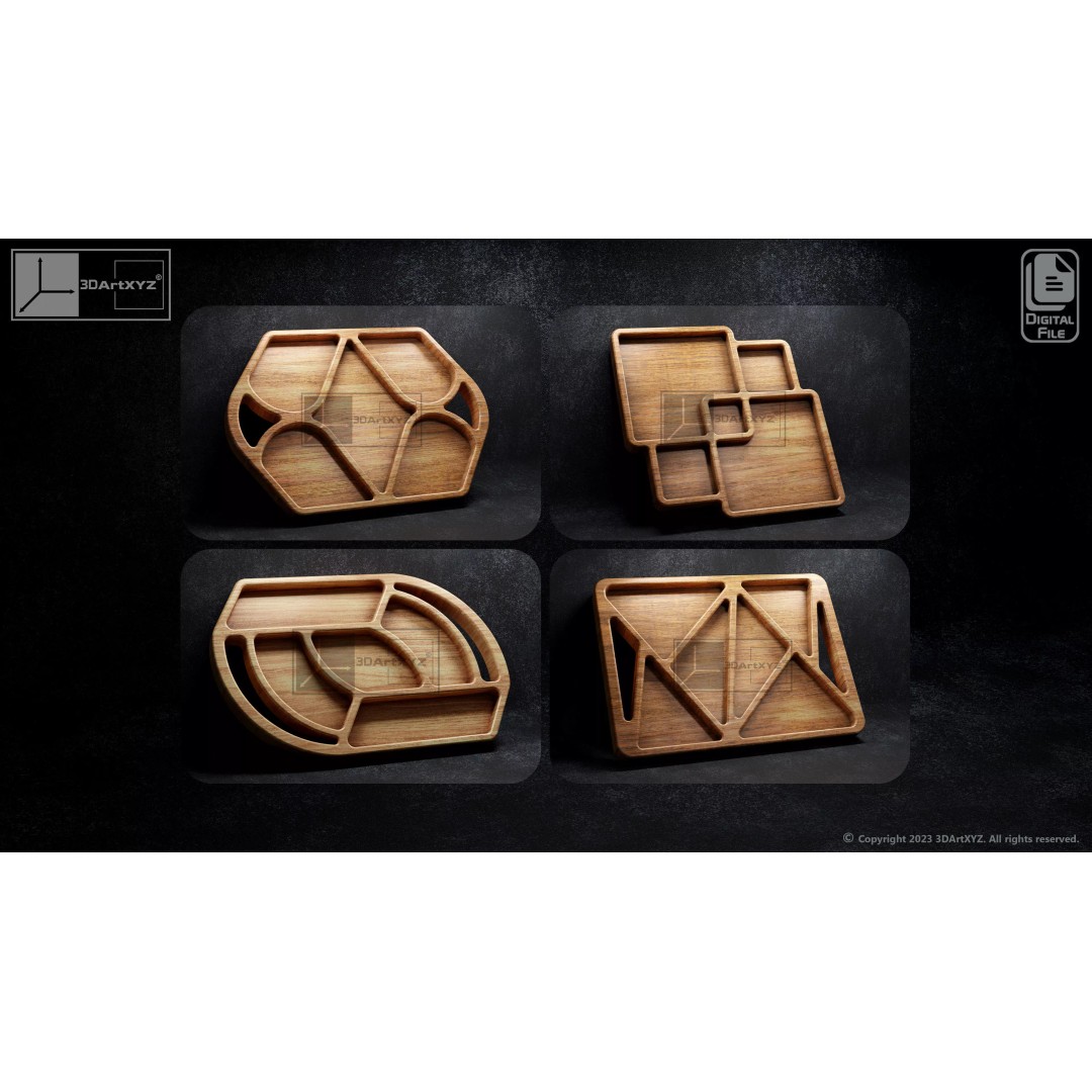 Serving Trays 3D Model – CNC Files for Wood, SVG, DXF, EPS, AI, PDF - View 2