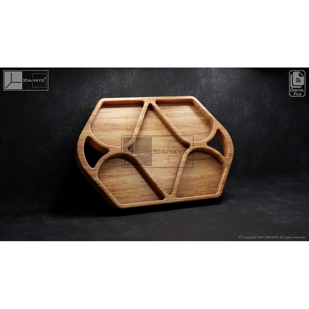 Serving Trays 3D Model – CNC Files for Wood, SVG, DXF, EPS, AI, PDF - View 3