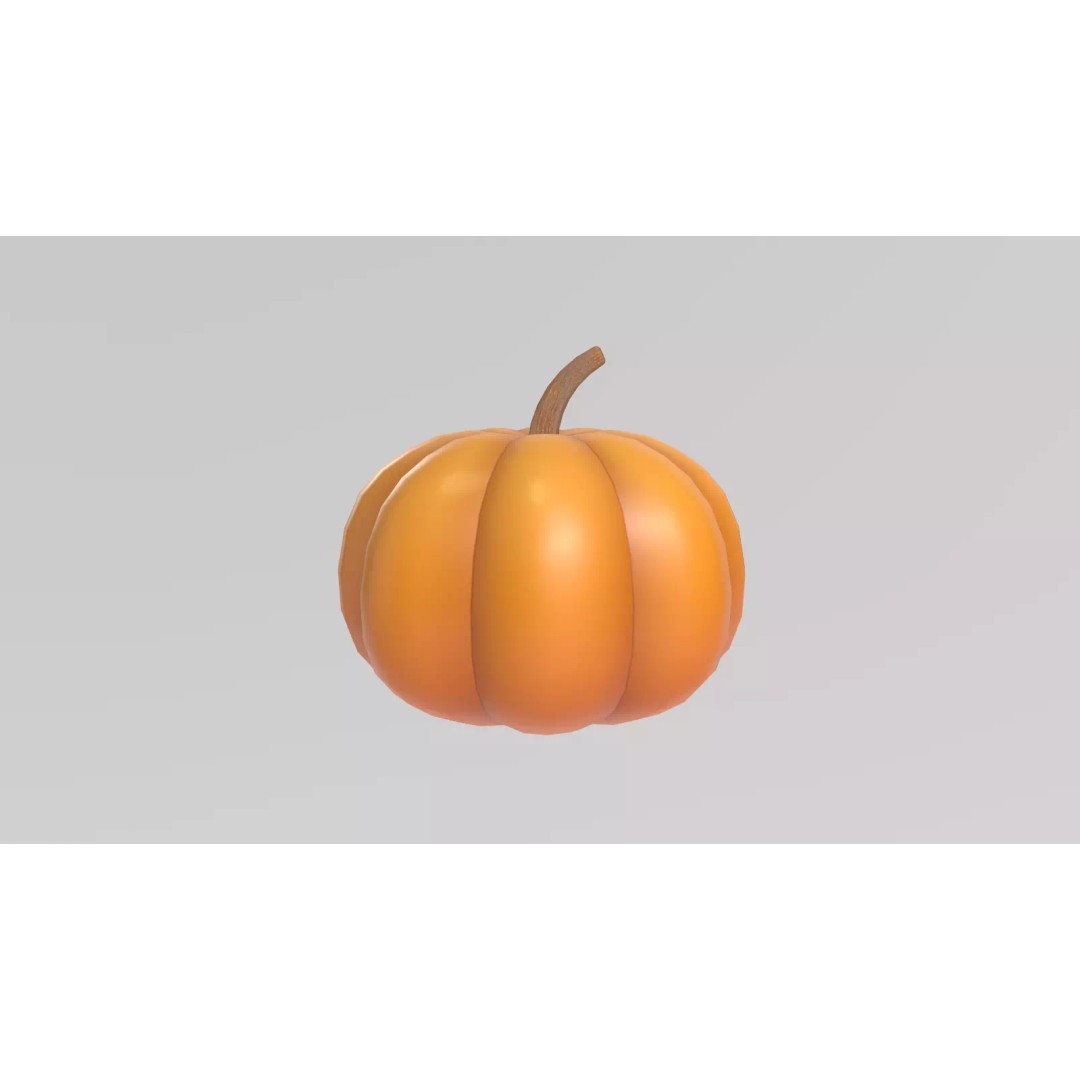 Stylized Pumpkin 3D Model – Low Poly Game Asset, FBX with PBR Textures - View 4