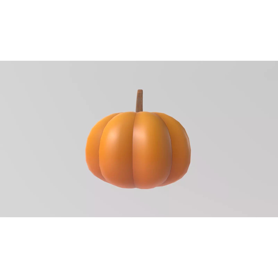 Stylized Pumpkin 3D Model – Low Poly Game Asset, FBX with PBR Textures - View 5