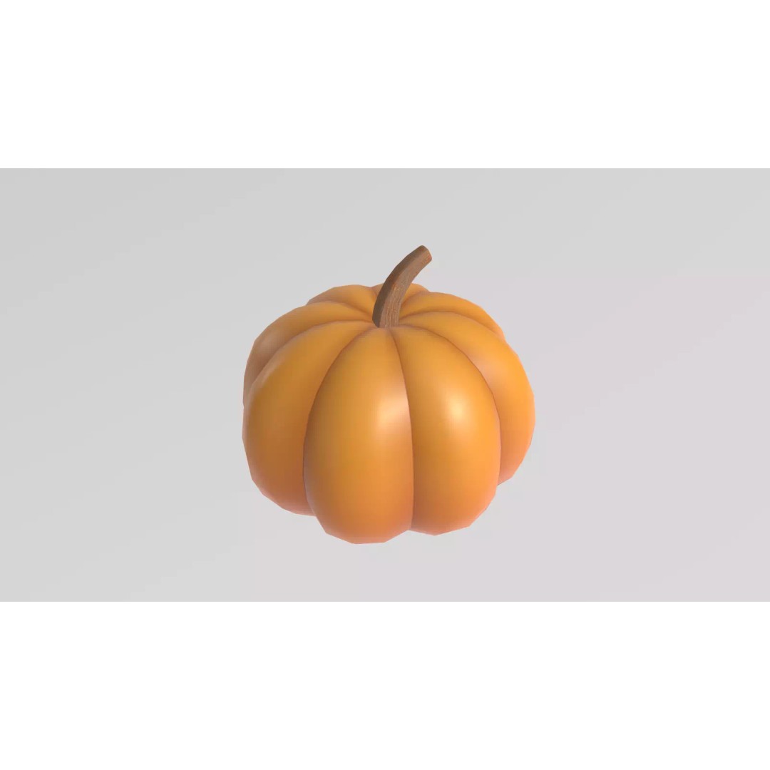 Stylized Pumpkin 3D Model – Low Poly Game Asset, FBX with PBR Textures - View 8