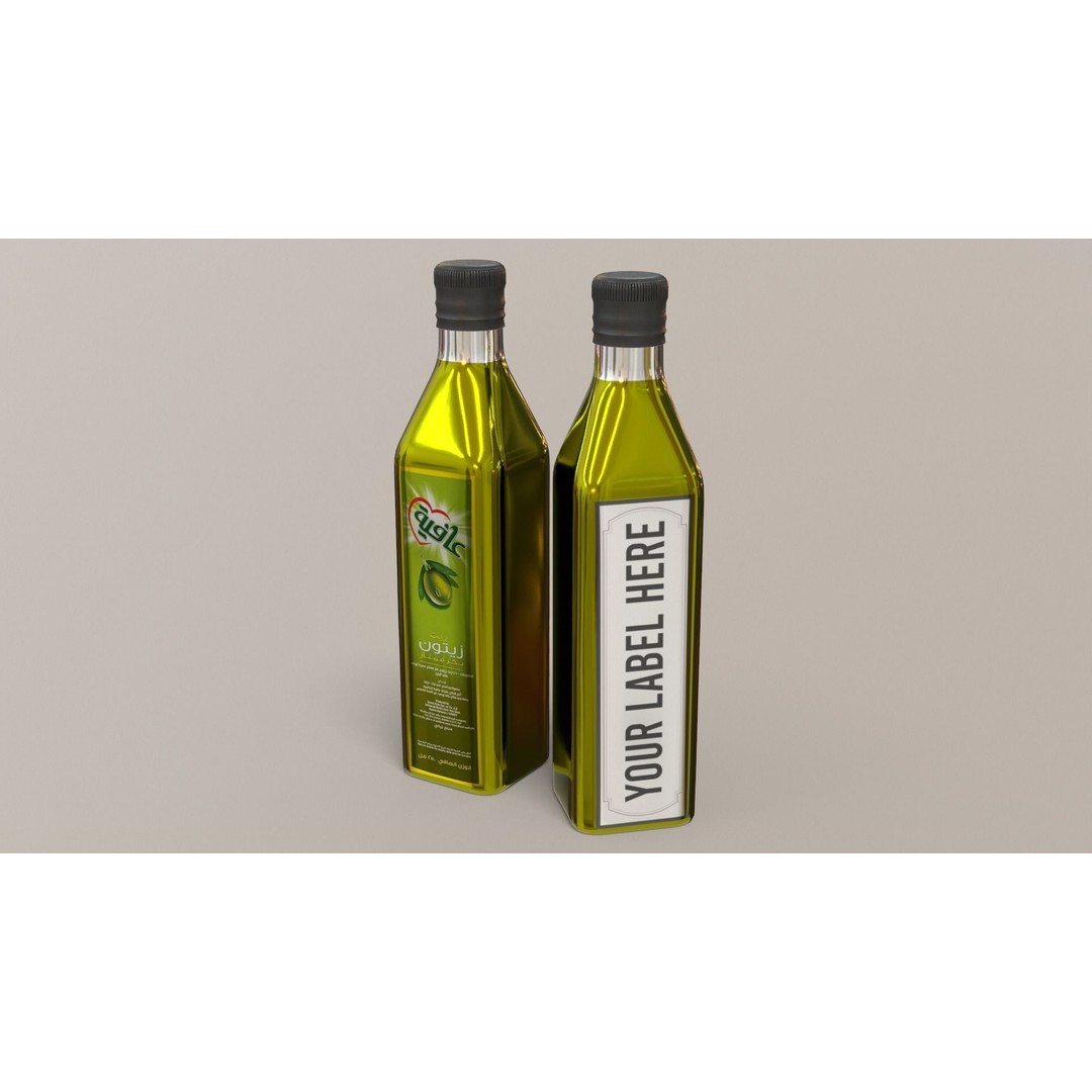 Olive Bottle 3D Model – Low Poly Editable Label, PBR Textures, FBX - View 4