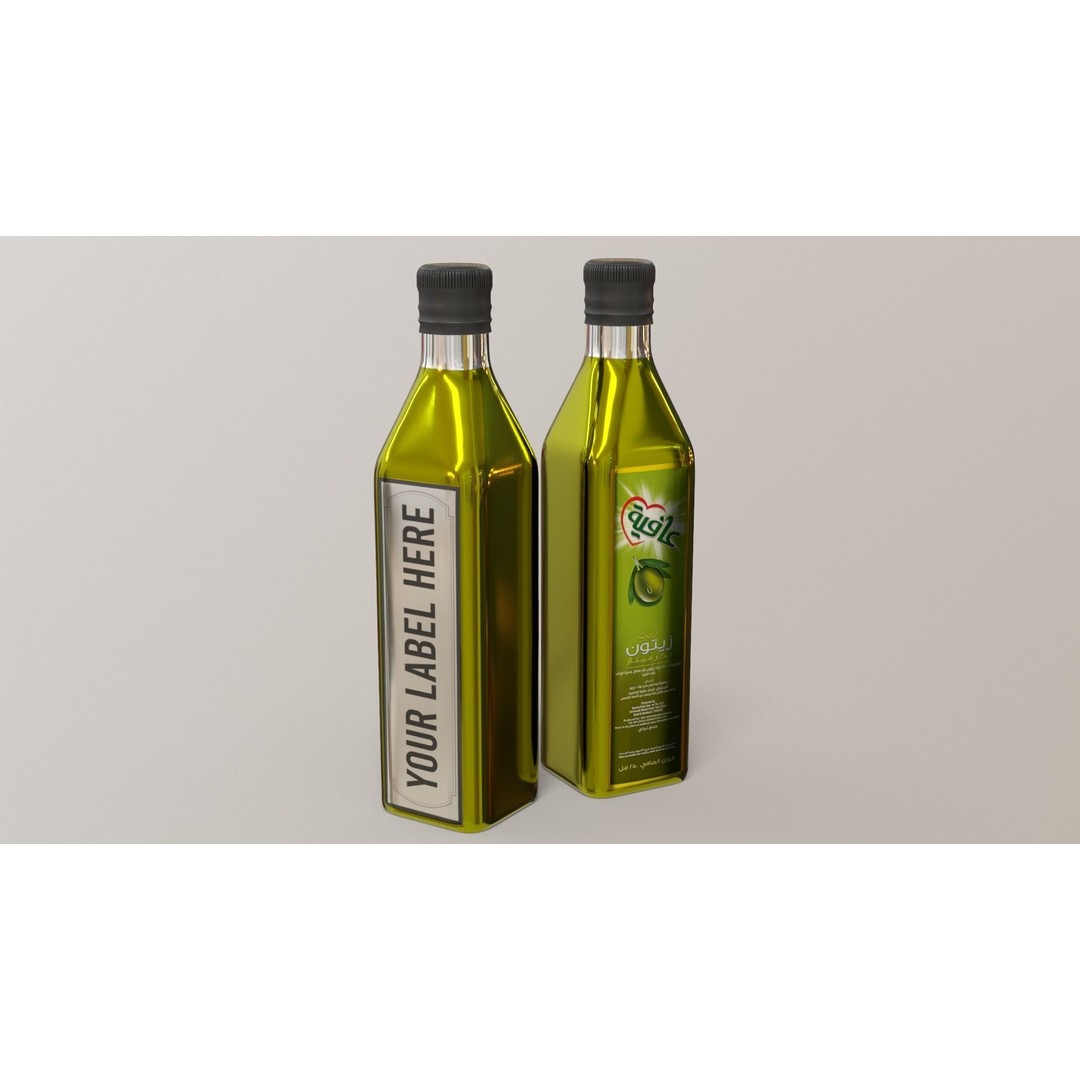 Olive Bottle 3D Model – Low Poly Editable Label, PBR Textures, FBX - View 5