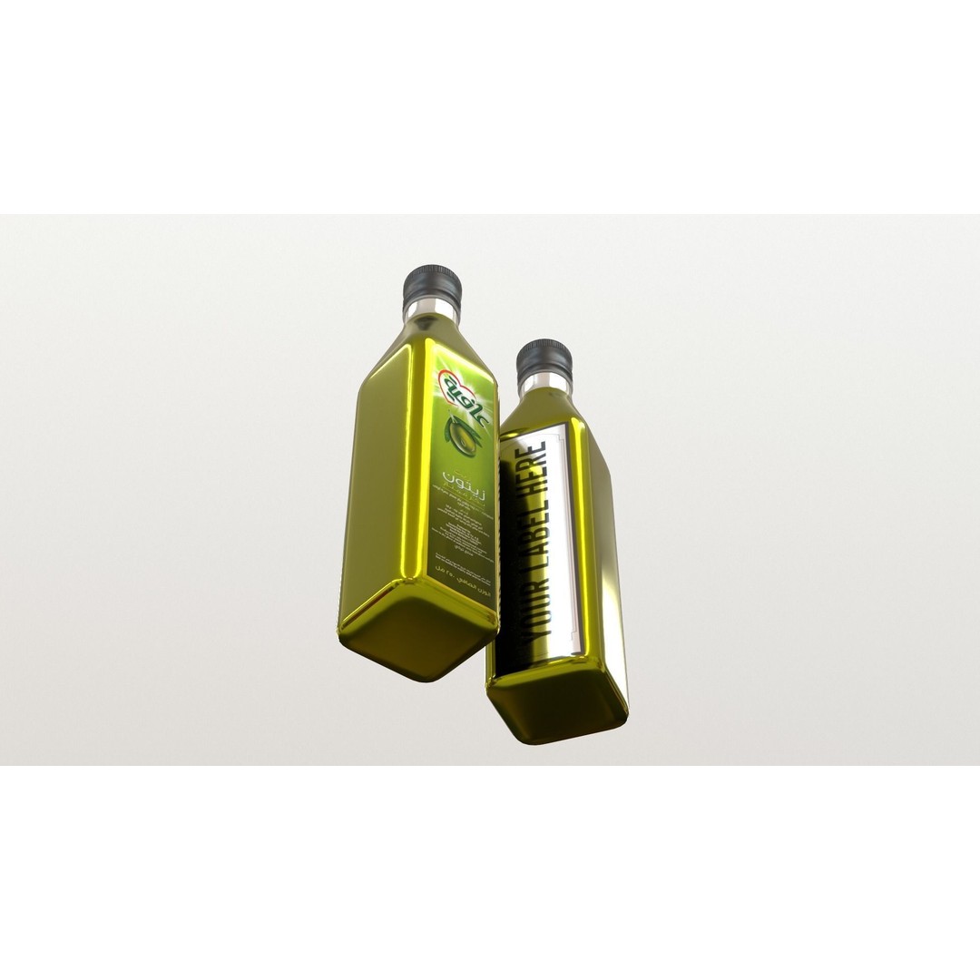 Olive Bottle 3D Model – Low Poly Editable Label, PBR Textures, FBX - View 7