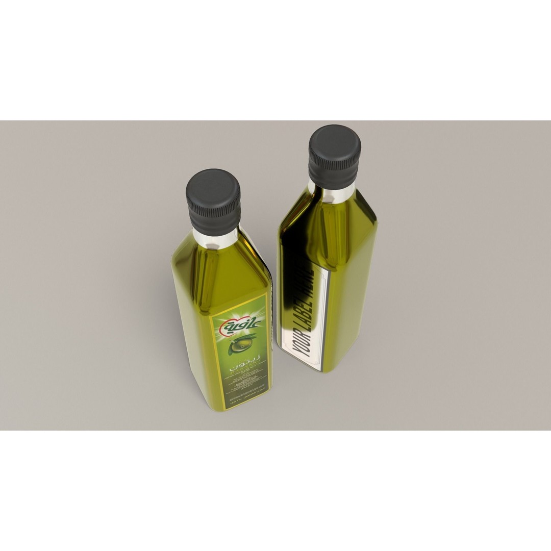 Olive Bottle 3D Model – Low Poly Editable Label, PBR Textures, FBX - View 8