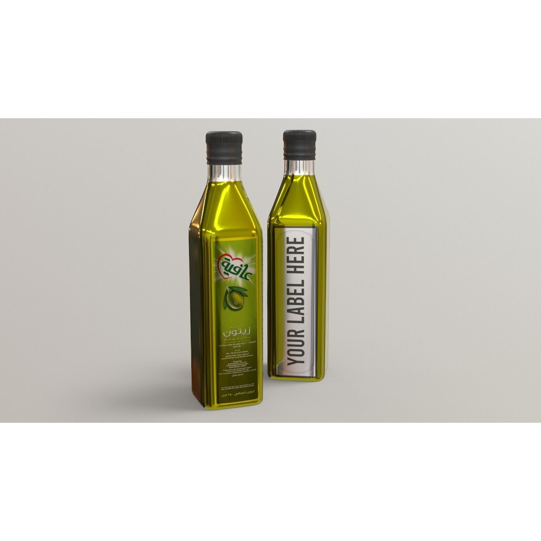 Olive Bottle 3D Model – Low Poly Editable Label, PBR Textures, FBX - View 9
