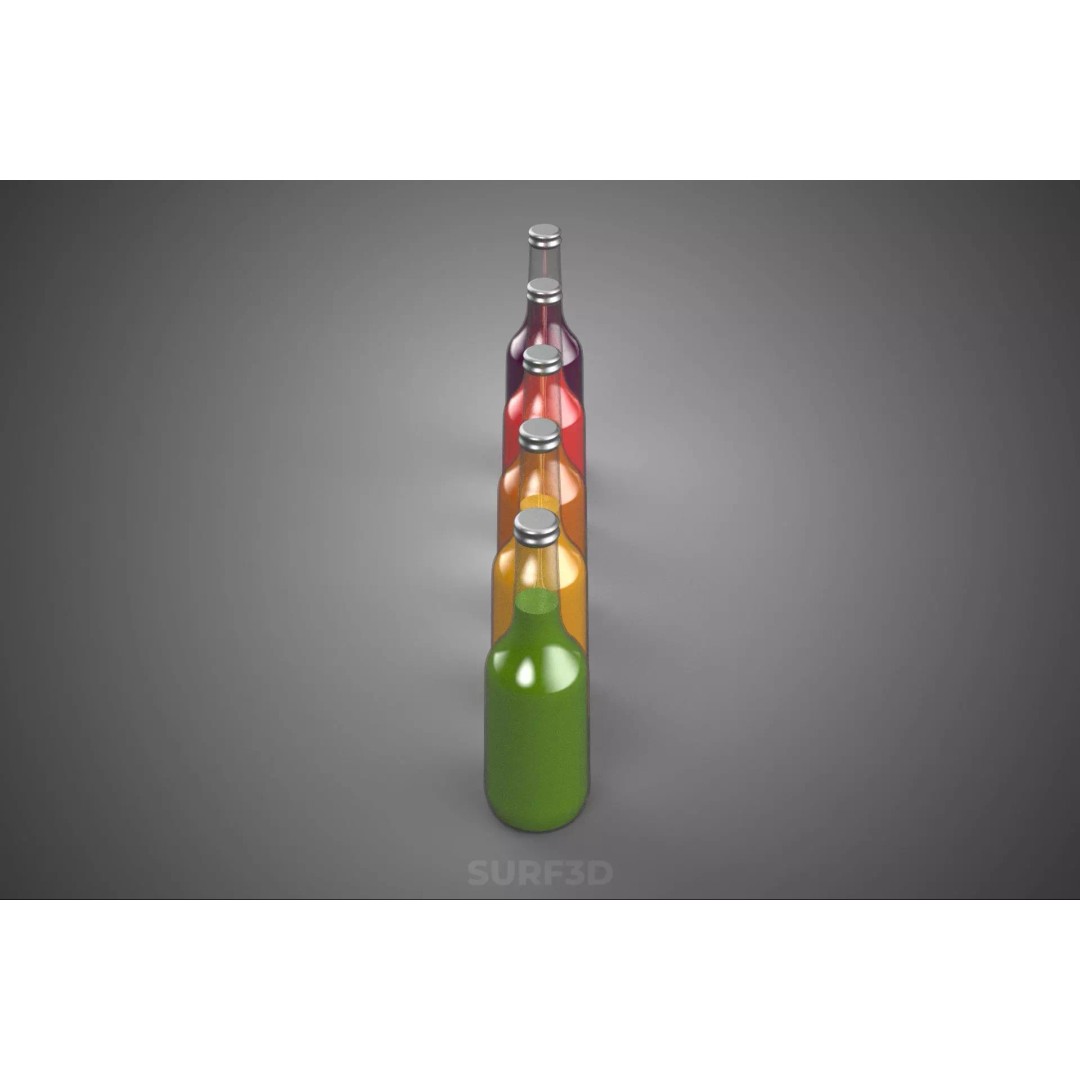 Mixed Fruit Vegetable Juice Glass Bottle 3D Model – PBR, FBX, OBJ - View 10