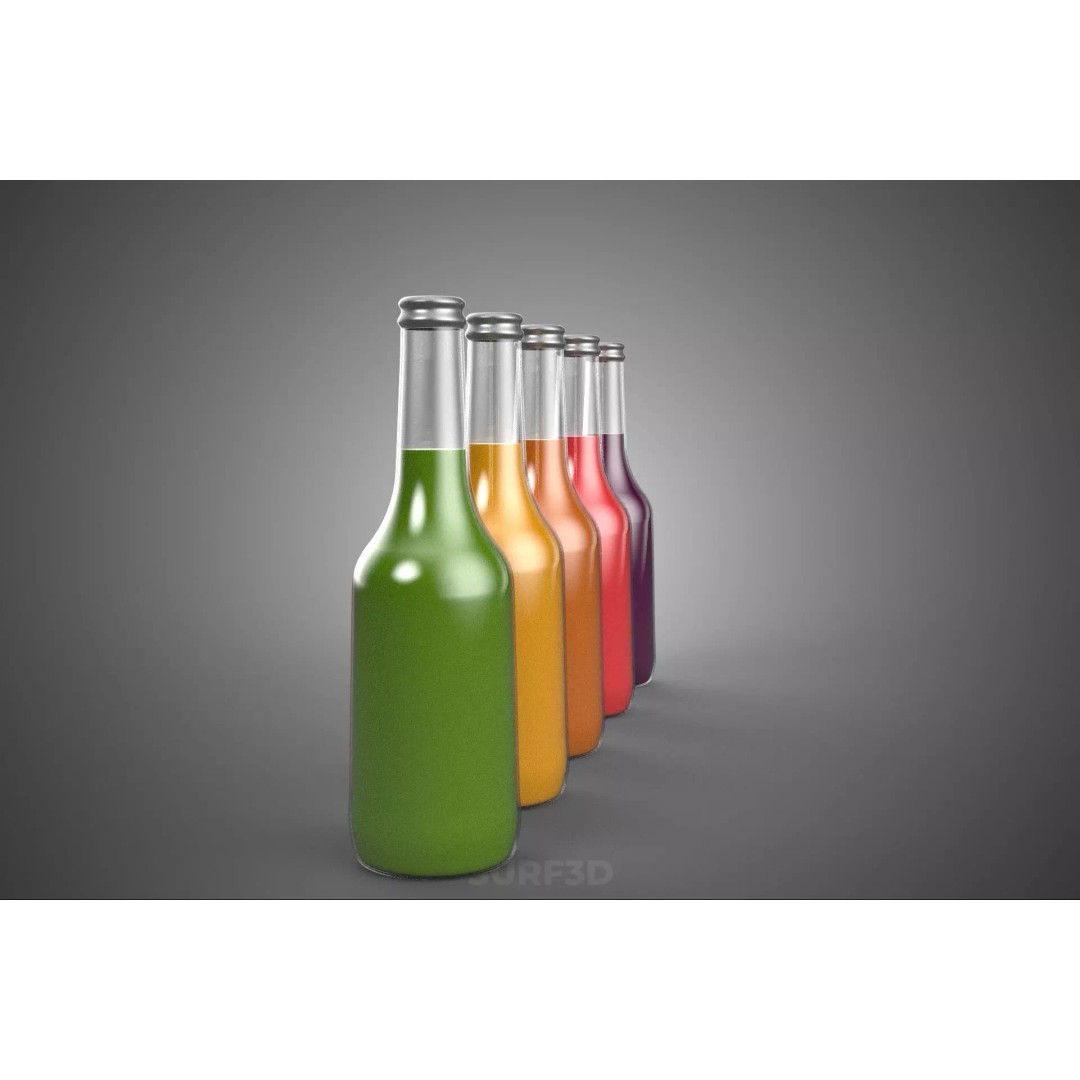 Mixed Fruit Vegetable Juice Glass Bottle 3D Model – PBR, FBX, OBJ - View 13