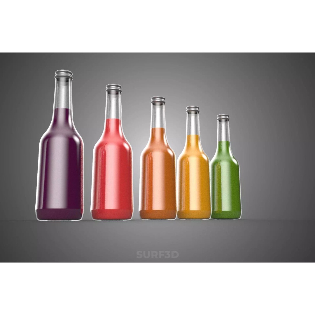 Mixed Fruit Vegetable Juice Glass Bottle 3D Model – PBR, FBX, OBJ - View 14