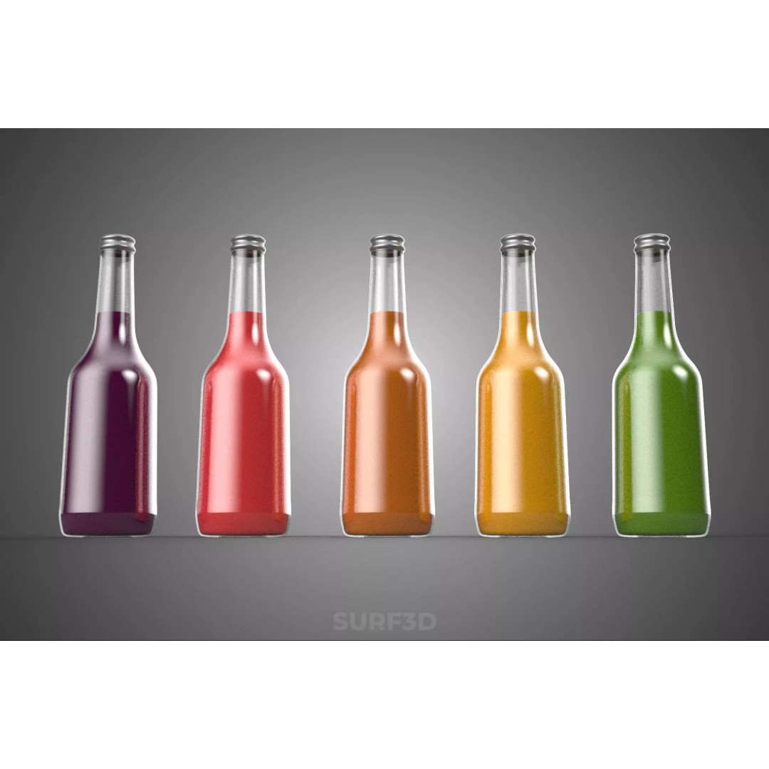 Mixed Fruit Vegetable Juice Glass Bottle 3D Model – PBR, FBX, OBJ - View 15