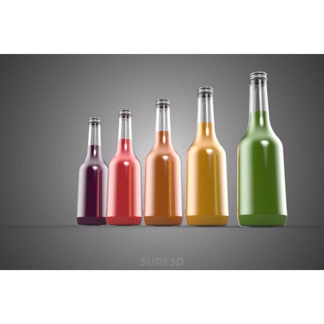 Mixed Fruit Vegetable Juice Glass Bottle 3D Model – PBR, FBX, OBJ - View 16