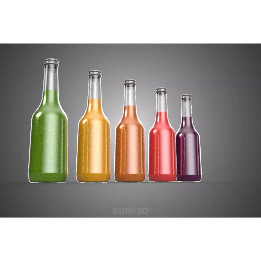 Mixed Fruit Vegetable Juice Glass Bottle 3D Model – PBR, FBX, OBJ - View 17