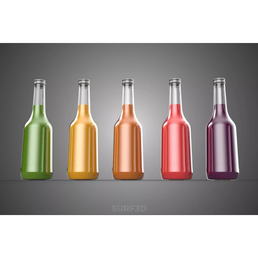 Mixed Fruit Vegetable Juice Glass Bottle 3D Model – PBR, FBX, OBJ - View 18