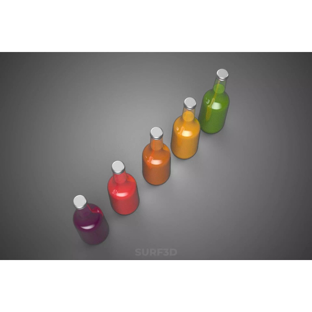 Mixed Fruit Vegetable Juice Glass Bottle 3D Model – PBR, FBX, OBJ - View 19