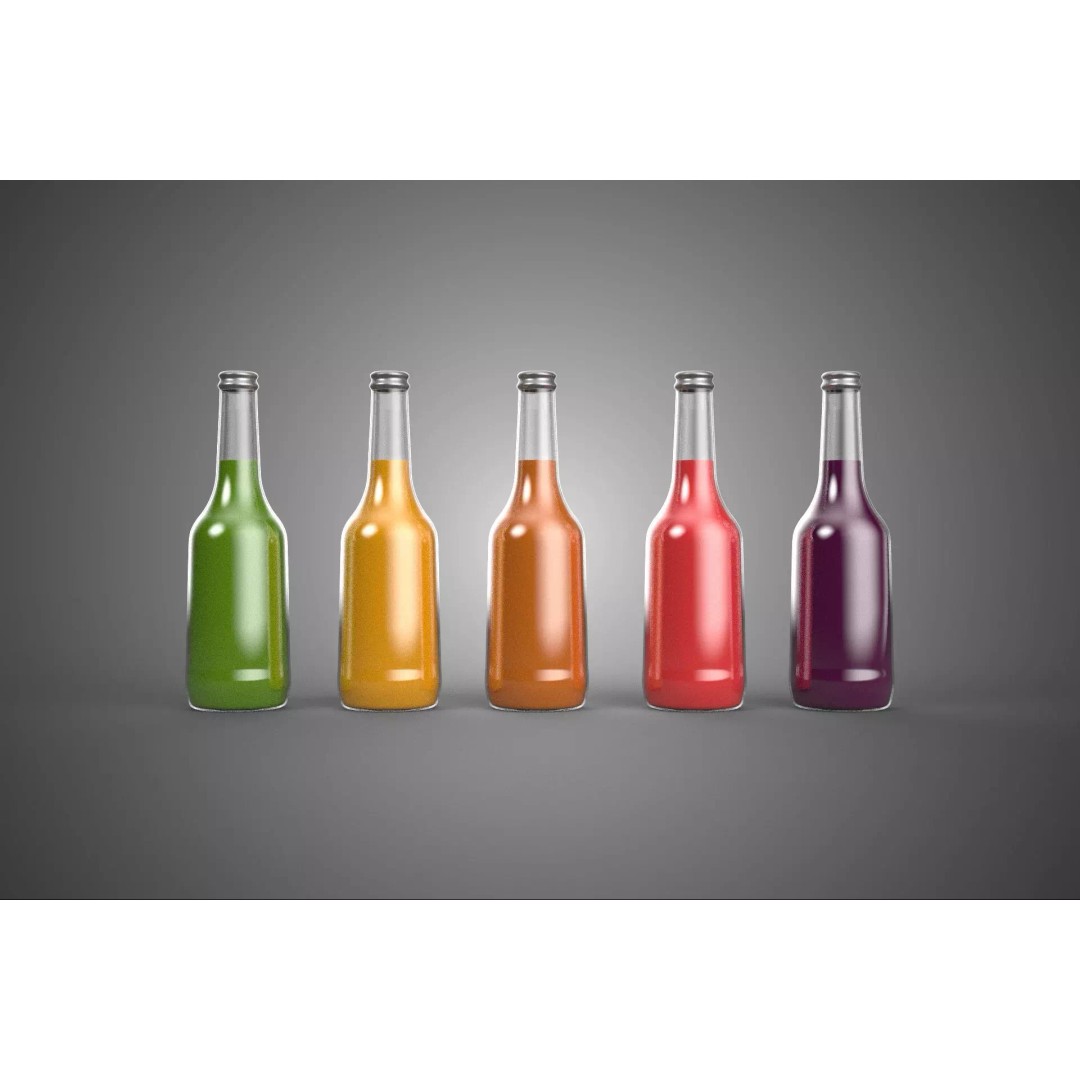 Mixed Fruit Vegetable Juice Glass Bottle 3D Model – PBR, FBX, OBJ - View 2
