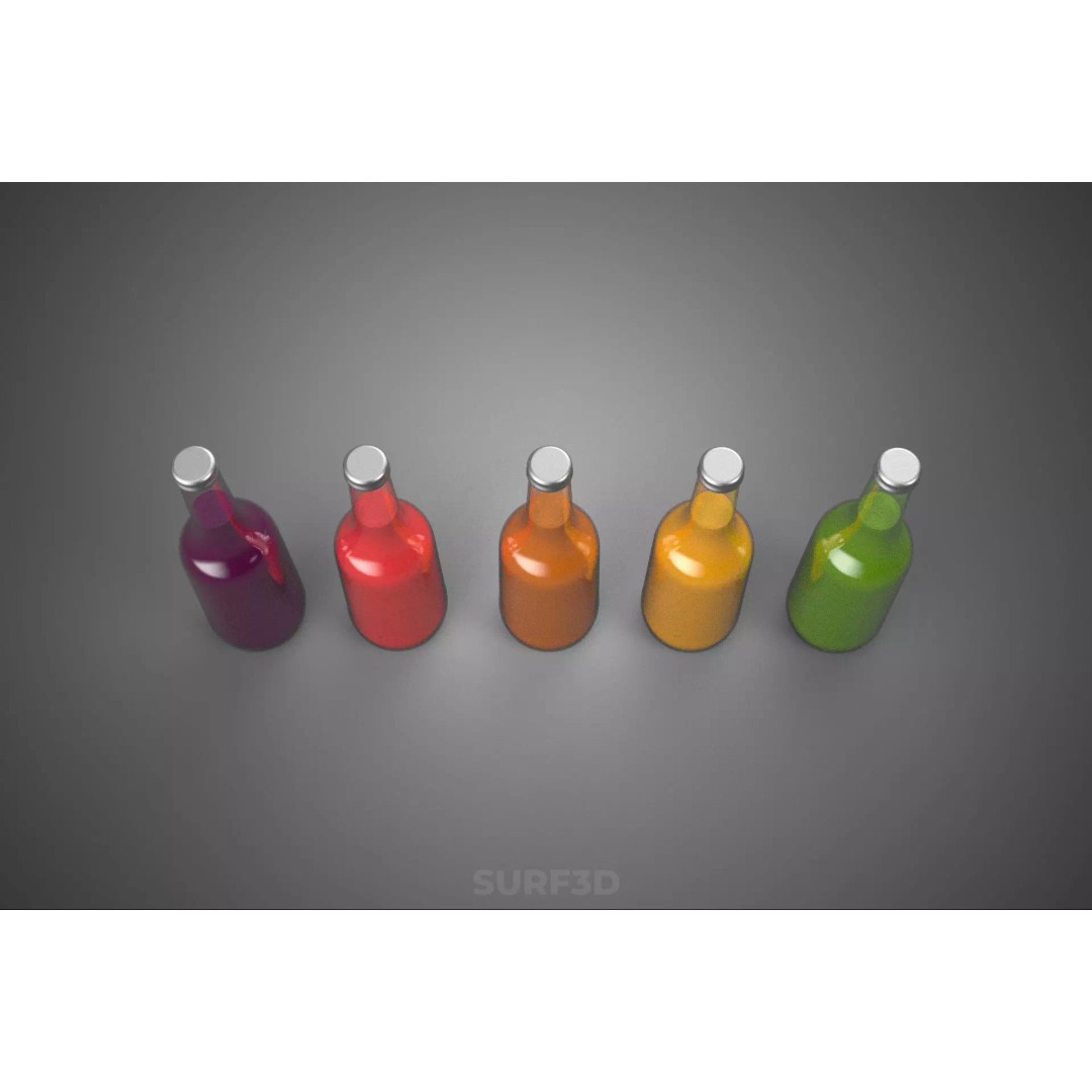 Mixed Fruit Vegetable Juice Glass Bottle 3D Model – PBR, FBX, OBJ - View 20