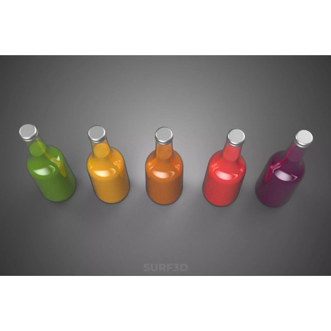 Mixed Fruit Vegetable Juice Glass Bottle 3D Model – PBR, FBX, OBJ - View 21