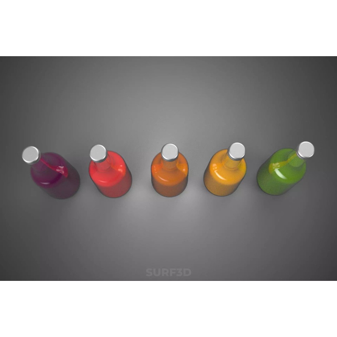 Mixed Fruit Vegetable Juice Glass Bottle 3D Model – PBR, FBX, OBJ - View 24
