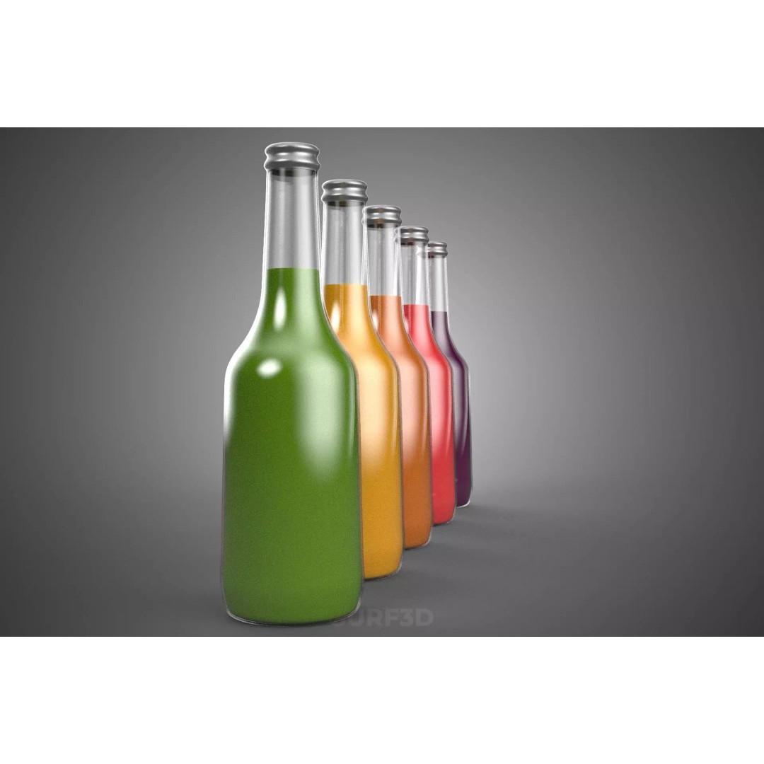 Mixed Fruit Vegetable Juice Glass Bottle 3D Model – PBR, FBX, OBJ - View 25