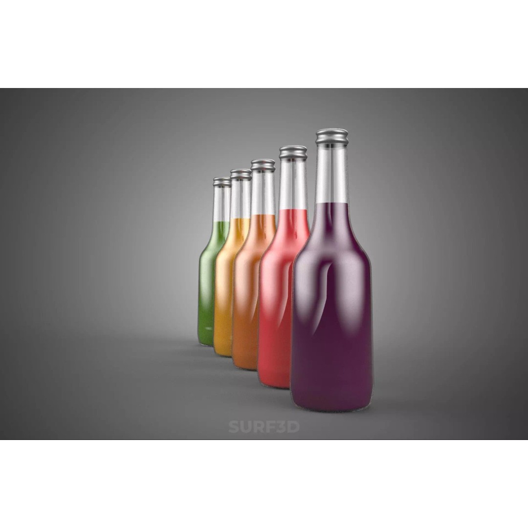 Mixed Fruit Vegetable Juice Glass Bottle 3D Model – PBR, FBX, OBJ - View 26