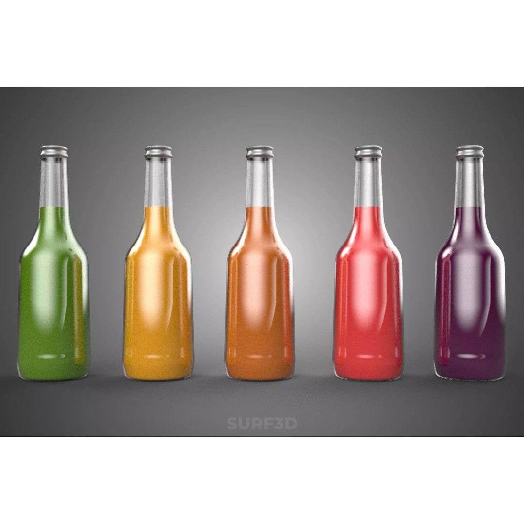 Mixed Fruit Vegetable Juice Glass Bottle 3D Model – PBR, FBX, OBJ - View 27