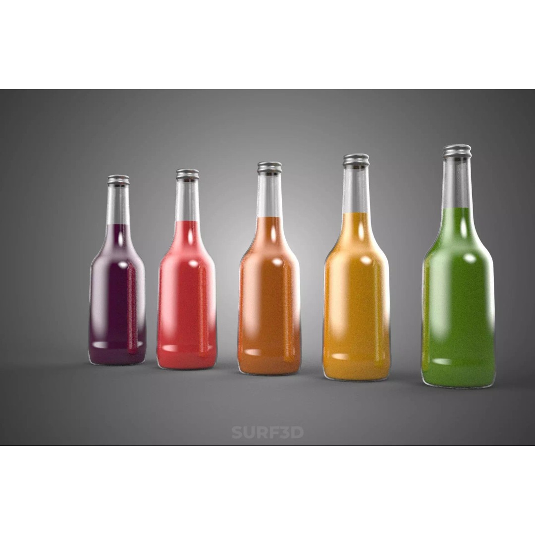 Mixed Fruit Vegetable Juice Glass Bottle 3D Model – PBR, FBX, OBJ - View 28
