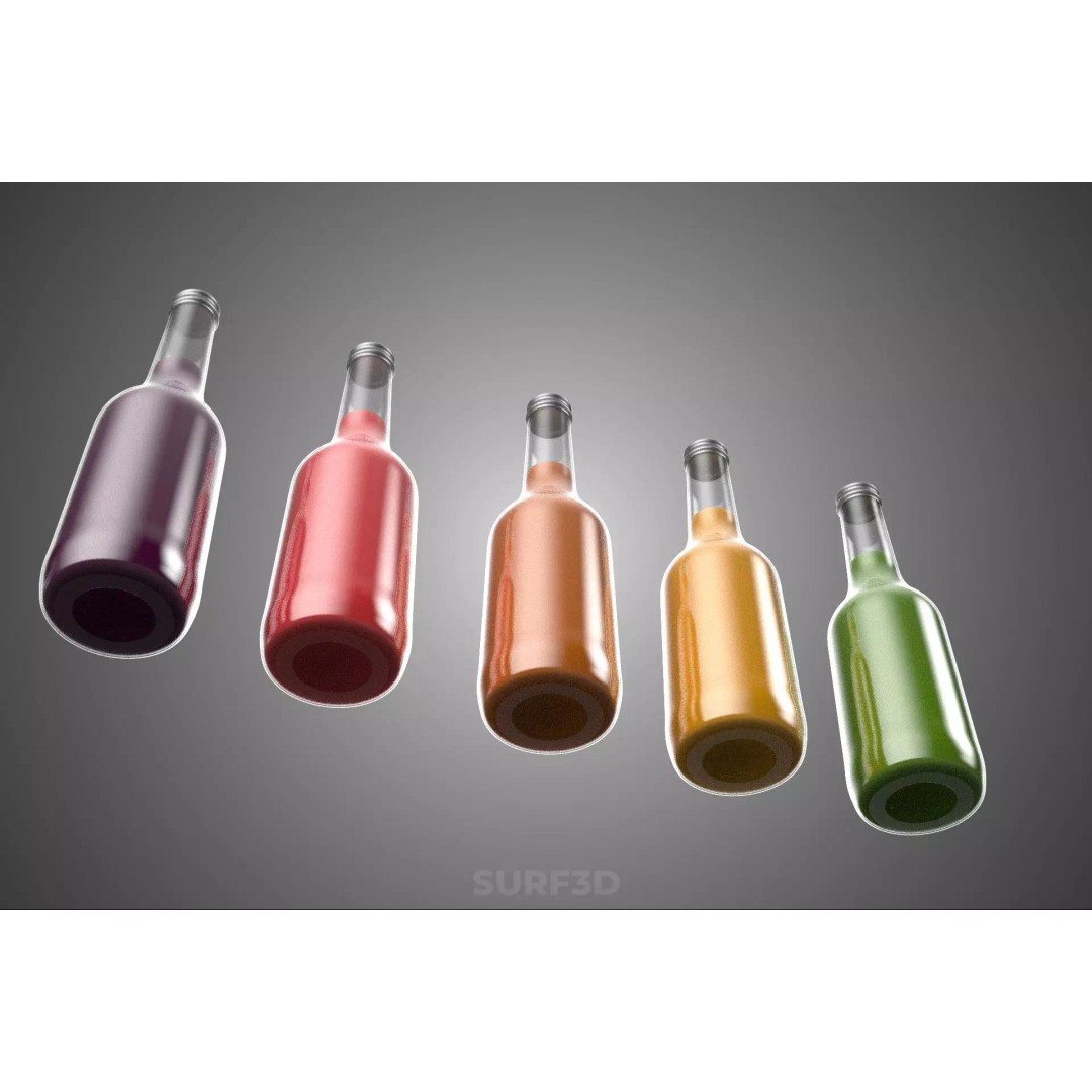 Mixed Fruit Vegetable Juice Glass Bottle 3D Model – PBR, FBX, OBJ - View 29